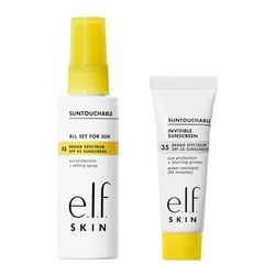 e.l.f. Suntouchable Fun in the Sun Duo | Suntouchable Invisible SPF 30 Sunscreen & All Set for Sun SPF 30 Setting Spray, Creme Solari Trasparenti per il Viso, Idratanti e Protettive | 50 ml, 60 ml
