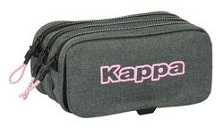 Kappa Silver Pink Trousse Triple Grande Trousse pour Enfant, idéale pour Les Enfants d'âge Scolaire, Confortable et Polyvalente, qualité et résistance, 21,5 x 8 x 10 cm, Couleur Gris chiné, Gris,