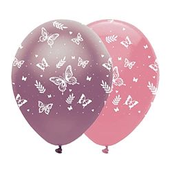 Creative Party Butterfly Balloons, 6 Butterfly Birthday Balloons, Pearlescent Purple & Pink Balloons for Girls and Boys, Baby Shower Balloons, Butterfly Birthday Party Supplies, RB360