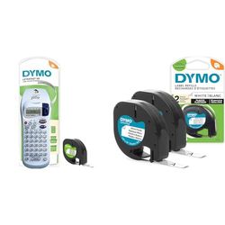 DYMO LetraTag XR Etichettatrice Palmare | Macchina etichettatrice portatile & LetraTag etichette originali in plastica – rotolo da 12 mm x 4 m – stampa nera su bianco