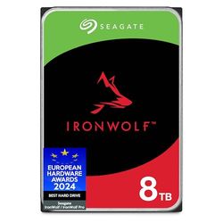 Seagate IronWolf 8To, Disque dur interne NAS HDD, CMR 3.5 Pouces, SATA 6Goit/s 7200 tr/min, 256 Mo de mémoire cache, pour NAS RAID, Ouverture Facile, Services Rescue (ST8000VNZ02)