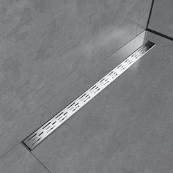 EMKE Caniveau de douche plat en acier inoxydable 110 cm avec système anti-odeurs/filtre à cheveux, design de rangée latérale, pour salle de bain