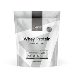 Amazon Brand - Amfit Nutrition Whey Protein Powder, White Chocolate Flavour, 33 Servings, 1 kg (Pack of 1)