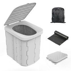 Hapoon XL - Inodoro portátil para acampar para adultos, inodoro plegable portátil con tapa, orinal portátil de viaje para adultos, inodoro para coche, color gris