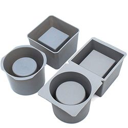 Lot de 2 moules en silicone pour pots de fleurs en béton, forme carrée et ronde.