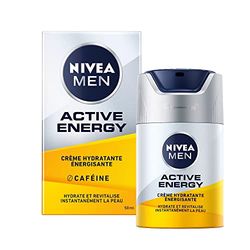 NIVEA MEN Active Energy Crème Visage Énergisante (1 x 50 ml), Crème Hydratante non grasse pour homme, Soin Visage enrichi en Vitamin+ Complex & Coenzyme Q10