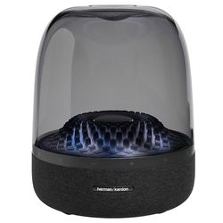 Harman Kardon Aura Studio 4 - Altoparlante Bluetooth Wireless, Design Elegante ed Effetti di Luci e Colori a Ritmo di Musica, Suono Stereo di Alta Qualità, Nero