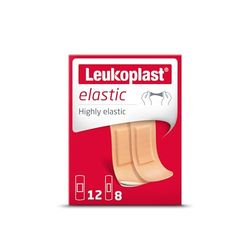 Leukoplast Elastic First Aid Plaster Strips - Flexible Adhesive Soft Absorbent Padded Fabric - Finger Cuts, Blisters & First Aid Accessory - 20 PCs