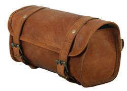 Urooj Handicraft Cuir de Chèvre Véritable Vintage Moto 2 Sangle Boucle Fermeture Outil Sac Marron Fermoir à Dégagement Rapide RENFORCÉ pour guidon, Fourches