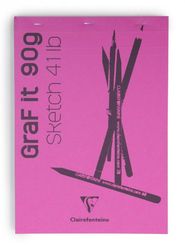 Clairefontaine 96680C Blocco Punto Metallico GraF'it - 80 Fogli Carta da Disegno per Schizzi Uni - Fogli staccabili - A4 21x29,7 cm 90g - Copertina Rosa