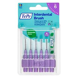 TePe Spazzolino interdentale, originale, viola, 1,1 mm/ISO 6, 6 pezzi, rimozione della placca, pulizia efficace tra i denti, filo interdentale per piccole lacune
