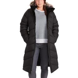 Marmot Femme Wm's Montreaux Coat, Veste légère en duvet isolée, facteur de gonflement de 700, Manteau d'extérieur, Anorak déperlant, coupe-vent, Black, L
