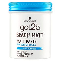 Schwarzkopf Got2b, Beach Matt Paste, Modelleringsvax Mann, Matt effekt, Medium tätning, 100 ml