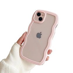 Compatibile con iPhone 14, custodia Curly Case trasparente in silicone estetico dolce Wave Frame TPU onde design per uomini e ragazze