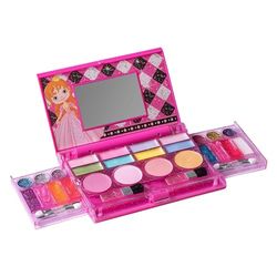 Playkidiz Mon Premier Coffre De Maquillage De Princesse,Cosmétique De Luxe Tout-en-Un pour Fille - Ensemble De Maquillage Filles - Palette De Maquillage Maquillage Enfant Fille avec Miroir (Lavable)