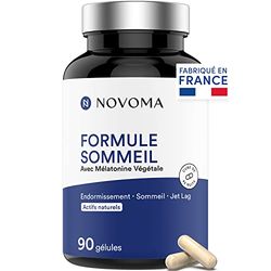 NOVOMA Formule Sommeil avec Mélatonine 1,9 mg, Endormissement & Repos Naturel, Complexe de Plantes avec Melatonine Pure, Mélisse et Passiflore, 90 Gélules Vegan, Made in France