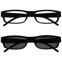 OPULIZE Nero Leggero Lettori Con Uv400 Lettore Sole Valore Pacco Doppio Uomo Donna Rs32-1 +2,00-70 Gr