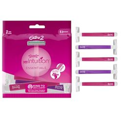 Wilkinson Sword Extra 2 Beauty - 5 unidades Desechables Depilatorias Femeninas de 2 Hojas con Mango Antideslizante y Bandas Lubricantes de Aloe Vera