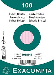 Exacompta - 10839SE - Paquete de 100 fichas rayadas sin perforar - en film - compatibles con impresoras inkjet, láser y fotocopiadoras - formato 105 x 148 mm - color rosa