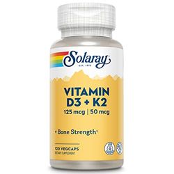 SOLARAY Vitamin D3 + K2 | Vegcaps Es 67.91g, Sin Sabor, cápsulas, 120 Unidades