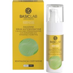 BasicLab Dermocosmetics Emulsion Sérum pour le visage avec vitamine C | 30 ml | Pour les peaux sèches et mixtes Revitalise et nourrit la peau La peau semble plus radieuse, plus lisse et plus ferme.