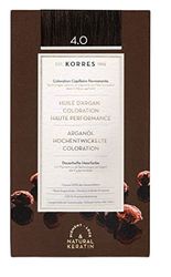 KORRES - Coloration Permanente aux Extraits Végétaux - Couvre 100% des Cheveux Blancs - Sans Ammoniaque, Sans PPD - 4.0 Marron