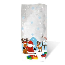 Ursus 5780000 - Cadeau bodemzak, Kerstman, 10 stuks, van voedselveilige folie, ca. 14,5 x 23,5 cm, transparant, bedrukt, ideaal voor kleine verrassingen