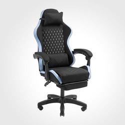 Mars Gaming MGC-X, Silla Gaming Ergonómica, Tejido Transpirable, Respaldo Reclinable y Altura Regulable, Reposabrazos Dinámico, Cojín Cervical y Lumbar, Silla Oficina con Reposapiés Extensible, Azul