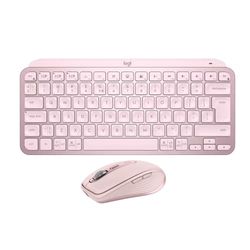 Logitech MX Keys Mini Keyboard + MX Anywhere 3S Wireless Mouse - Fluid Typing, Backlit Keys, Fast Scrolling, USB-C, Bluetooth, Compact, Multi-OS Compatible, QWERTY UK English - Rose