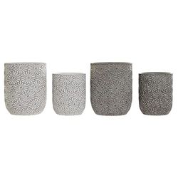 Set di vasi DKD Home Decor grigio cemento bianco fiori (2 pz) (17 x 17 x 21 cm) (14 x 14 x 17 cm)