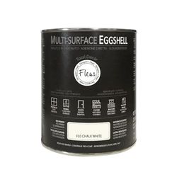 FLEUR DESIGNER'S PAINT | MULTI-SURFACE EGGSHELL Smalto Lavabile 3 in 1, Satinato, 750 ml, F03 Chalk White, a Base Acqua, Adesione Diretta, Alta Resistenza, per Interno - Esterno, Made in Italy