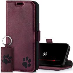 SURAZO Leather Wallet Mobile Phone Case Compatible with Apple iPhone 14 Pro - Flip & Fold Smartphone Case with Stand, RFID Blocker Magnet Closure 3 Slots for Bank Cards - Handcrafted European Leather