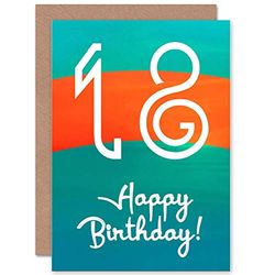Wee Blue Coo HAPPY BIRTHDAY 18 EIGHTEEN 18TH STRIPE DARK ART GREETINGS GREETING CARD