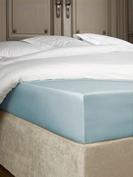 De Witte Lietaer Bumblebee Luxury Percale Cotton Fitted Sheet, Cotton, Bleu Ice Blue, 90 x 200 x 40 cm