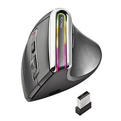NGS EVO KARMA - Draadloze verticale ergonomische muis, oplaadbaar, 5 stille knoppen+scroll, Optische sensor met: 800/1200/1600/3200 DPI, 2,4GHz USB + Bluetooth 3.0 + Bluetooth 5.0, Plug&Play