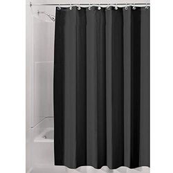 iDesign Cortinas de baño de tela, cortina impermeable de poliéster con tamaño de 180,0 cm x 200,0 cm, cortina de ducha lavable con borde reforzado, negro