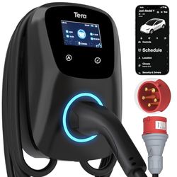 Tera EV Cargador con Smart App 32A Tipo 2 22kW 400V CE y TüV wallbox Cable de Carga de 7 Metros con Soporte para el Cargador Control de la aplicación Enchufe de 3 Fases CEE Coche electrico W01