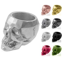 CONCRETTE Pot de Fleurs en Ciment, Cache-Pot en béton, tête de Mort Low Poly, Ø 5 cm, Ø 7,6 cm, Ø 11 cm, Ø 24 cm, 17 Couleurs
