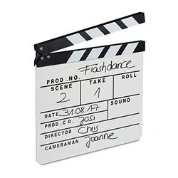 Relaxdays Claqueta Cine para Escribir, Madera, Blanco, 26 x 30 cm, Color (10021347)