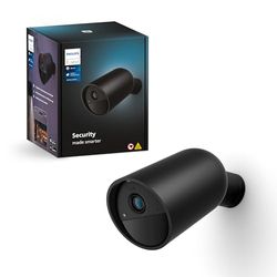 Philips Hue Secure, Telecamera di Sicurezza, HD 1080p, Visione Notturna, Audio Bidirezionale, Microfono, Notifiche Push, per Interni, Nero
