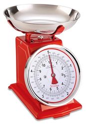 Terraillon - Balança de cozinha vintage - Tara manual, mostrador grande e 1 l, capacidade de 5 kg - 'Tradition 500' modelo vermelho