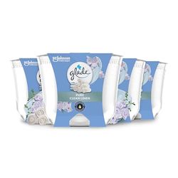 Glade Jar Candle, Scented Candle Infused with Essential Oils, Up to 30 Hour Burn Time, Clean Linen, Pack of 4 (4 x 204g)