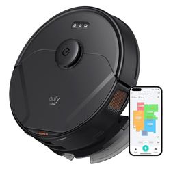 eufy X8 Pro robotdammsugare med torkfunktion, Twin-Turbine™ 2× 4,000Pa sugkraft, utredningsborste, iPath™ lasernavigering för djuprengöring av djurhår på mattor och hårda golv