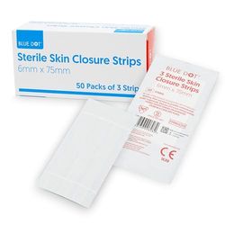 Blue Dot Skin Closure Strips 150-Pieces Set, 75 mm x 6 mm Size