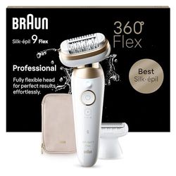 Braun Silk-épil 9 Flex Depilatore Donna, Epilatore Elettrico Donna Con Testina Flessibile a 360° Per Epilazione Semplice, Wet & Dry, Pelle Liscia a Lungo, 9-041 3D, Bianco/Oro