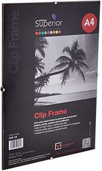 Seco - Marco de clip para fotos y pósteres, formato horizontal o vertical, cristal de seguridad de plexiglás, A4