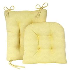 Klear Vu Omega Non-Slip Rocking Chair Cushion Set with Thick Padding and Tufted Design, Includes Seat Pad & Back Pillow with Ties for Living Room Rocker, 17x17 Inches, 2 Piece Set, Yellow