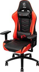 MSI MAG CH120 - Silla Gaming negra y roja, estructura de acero, respaldo reclinable, reposabrazos 4D ajustables, pistón elevador de gas de clase 4 certificado