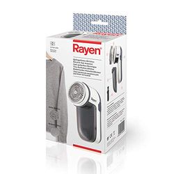 Rayen - Rasoir électrique anti-peluches - Piles incluses - Avec couvercle protecteur en acrylonitrile butadiène styrène, Blanc/Gris - Multifonctionnel - Dimensions : 13 x 6,8 x 5,8 cm