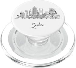 Quebec Francés Ciudad Horizonte Viajes Recuerdos Negro Paisaje Urbano PopSockets PopGrip para MagSafe